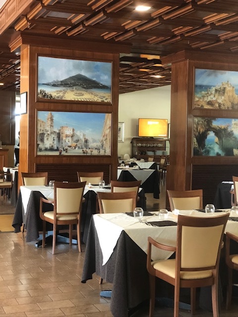 Dining area inside Hotel Mirasole, Gaeta
